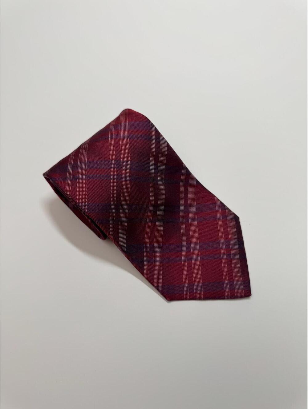 Barneys NY 100%‎ Silk Wide Tie Red & Blue Plaid